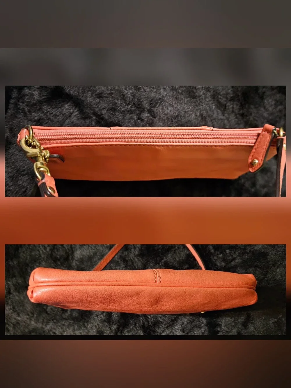Coach Ashley Red / Coral Leather Wristlet Wallet